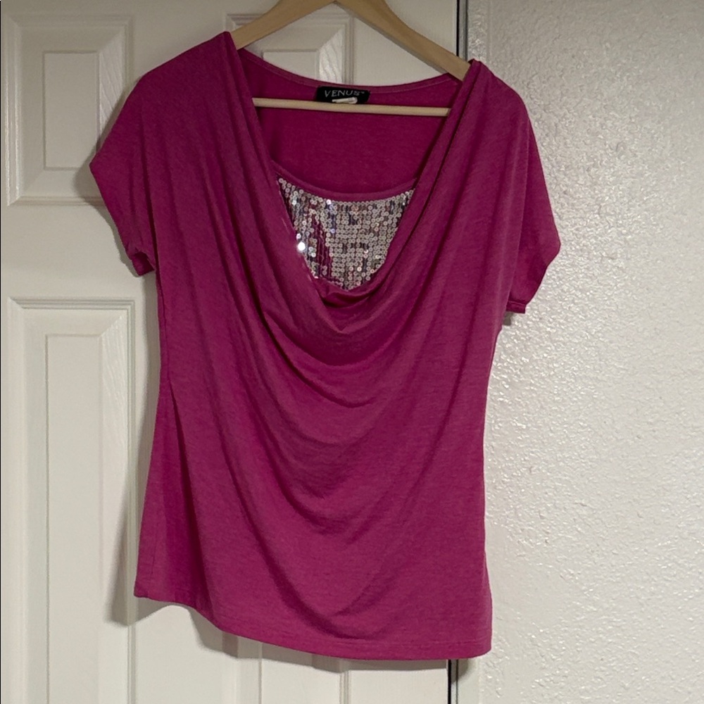 VENUS Fuchsia Short Sleeve Top